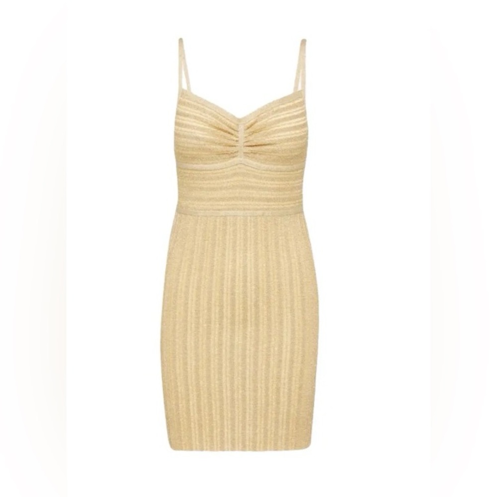 HERVE LEGER PARIS LUREX EYELASH SWEETHEART DRESS NWT (DAMAGE )
